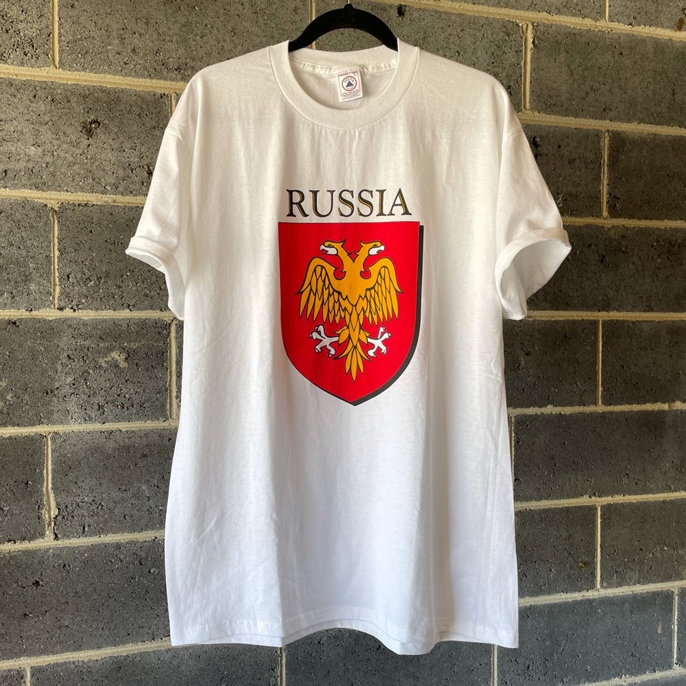 Vintage - Delta - Large - White - Short Sleeved Russian Graphic Tee
